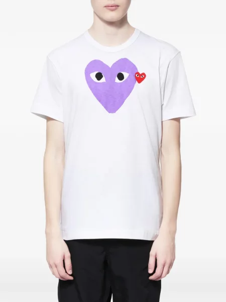 Тениска Comme Des Garçons Play със сърца бяло