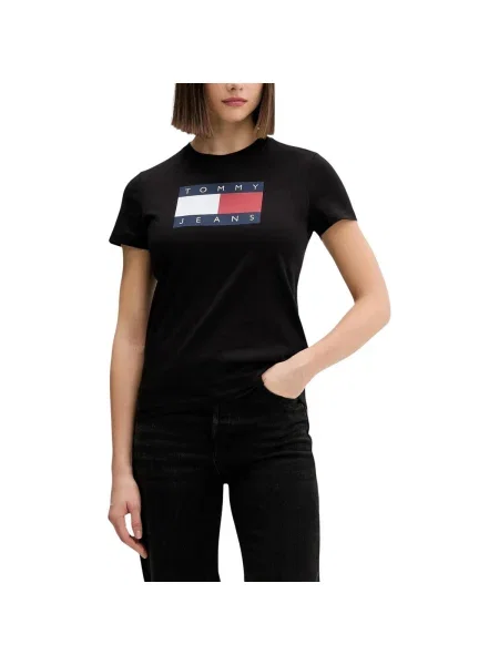 Tommy Jeans Tricou Flag negru