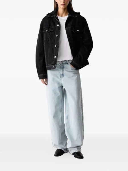 Τζιν μπουφάν Karl Lagerfeld Jeans με κουκούλα μαύρο