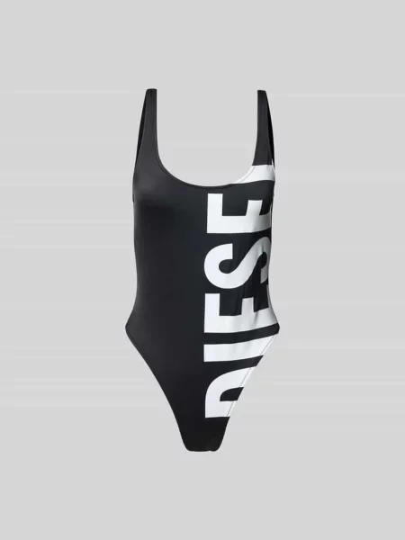Kostium kąpielowy z nadrukiem z logo Diesel czarny