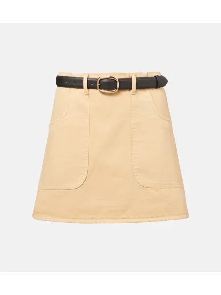 Fustă din denim Self-portrait bej