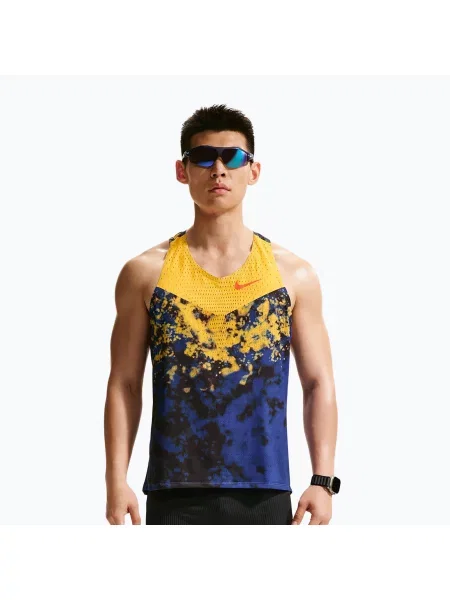 Tricou de alergare pentru bărbați Nike AeroSwift Dri-Fit ADV Singlet citron pulse/lapis/bright crimson