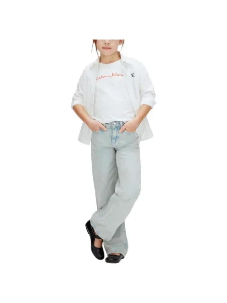 Gyerek denim ruha Calvin Klein Jeans fehér