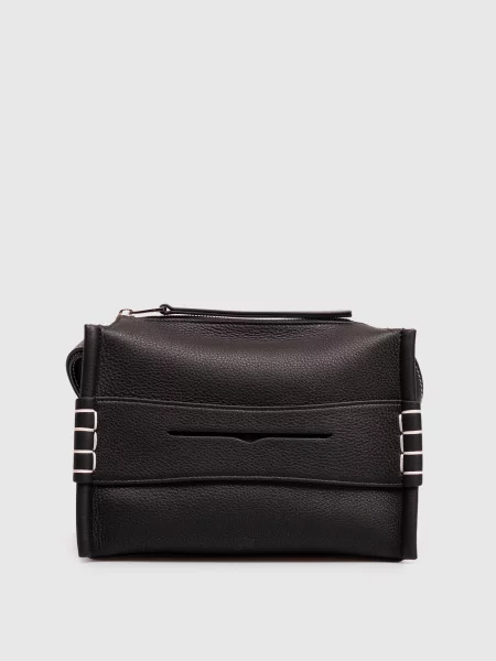 Шкіряна сумка Loafer з тисненням логотипа Jw Anderson чорна