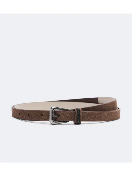 Cu centură curea Brunello Cucinelli din piele maro