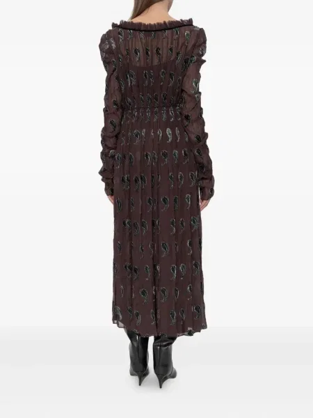 Μίντι φόρεμα Tory Burch με σχέδιο paisley με μήκος μέχρι το γόνατο καφέ