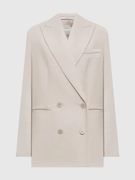 Двобортний жакет з льону Peserico бежевий