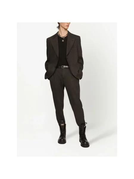 Lniany garnitur Dolce And Gabbana w kratę szary