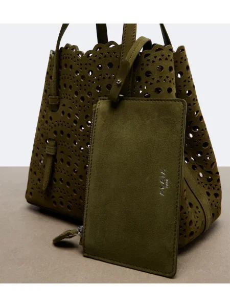 Top Alaïa din piele verde