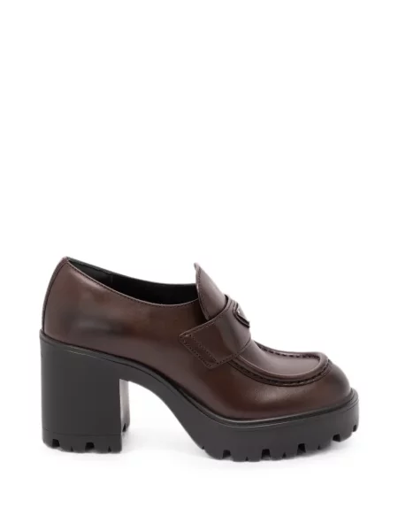 Pantofi loafer Prada chunky cu autograf maro