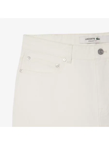 Lacoste Bermudy Jeansowe O Prostym Kroju białe