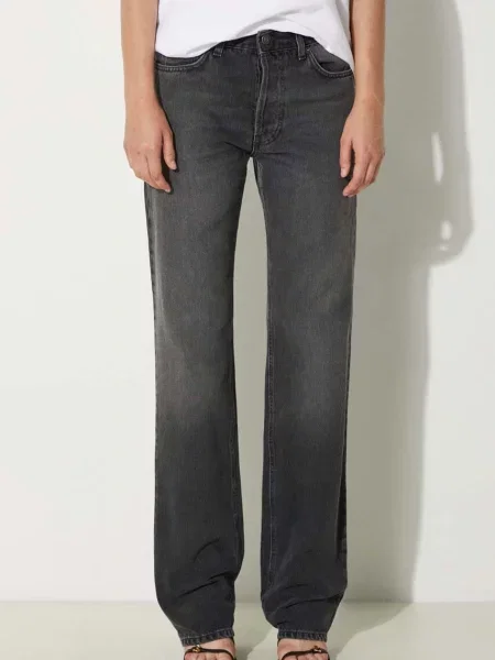 Fiorucci jeansi Faded Black Straight Fit Jeans femei high waist negru