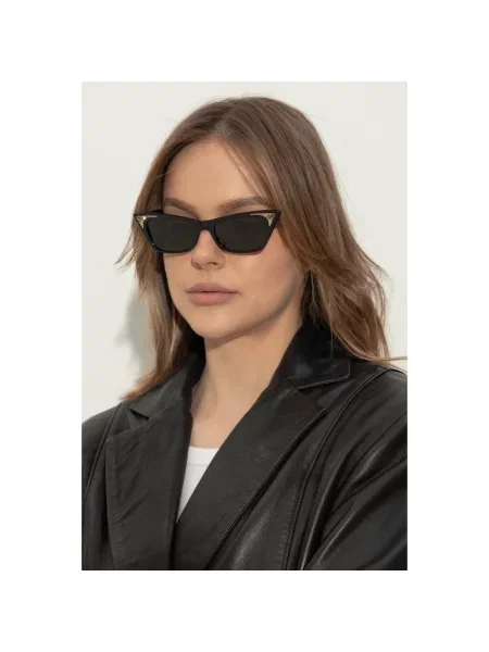 Lniane okulary przeciwsłoneczne Valentino czarne