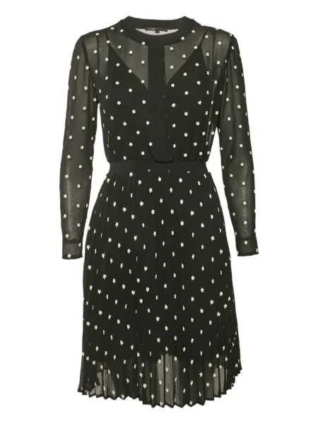 Rochie Maje cu model floral plisată de costum negru