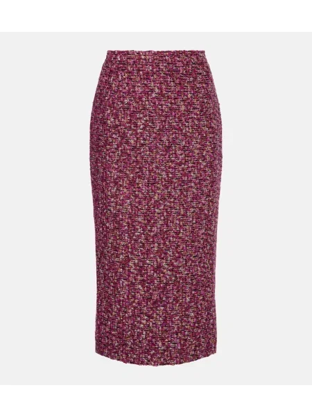 Fustă midi Alessandra Rich din tweed până la genunchi violet