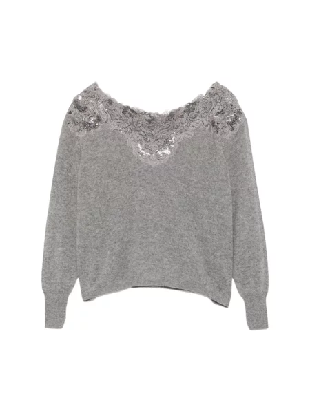 Dzianinowy sweter Ermanno Scervino szary