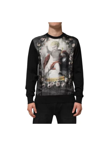Sweter Dolce And Gabbana z nadrukiem czarny