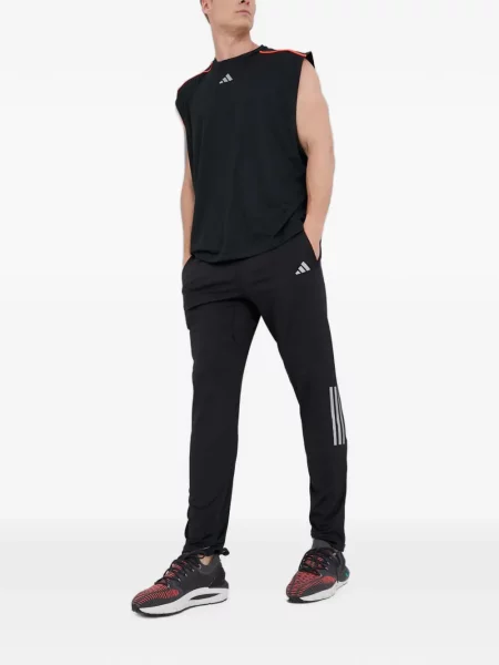Τρέξιμο παντελόνι Adidas από διχτυωτό slip-on μαύρο