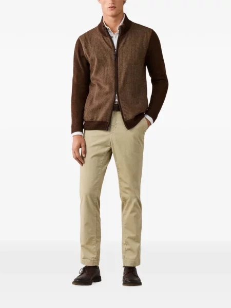 Cardigan Hackett London în carouri maro