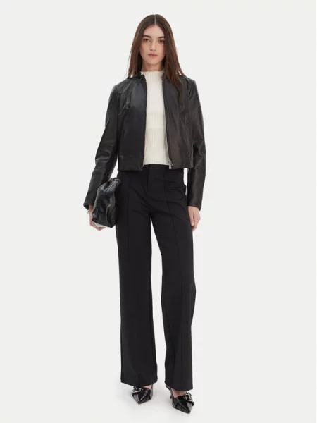 HUGO Usnjena jakna Lasari črna