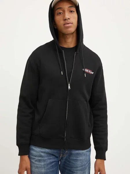 Pulover Guess Jeans s kapuco črna