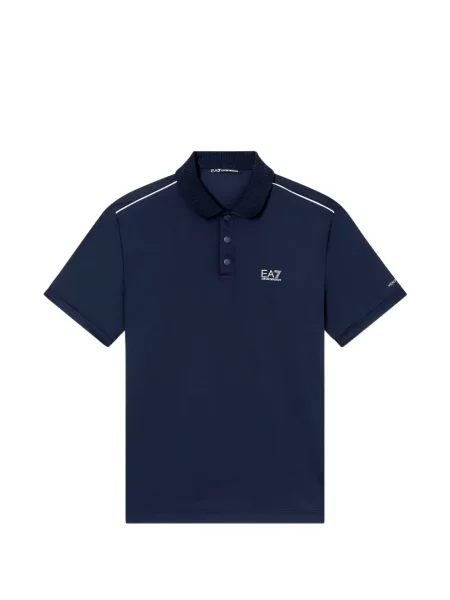 Scurt tricou polo Ea7 Emporio Armani cu dungi albastru