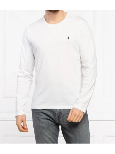 Pijama tricou mânecă lungă Polo Ralph Lauren lung alb