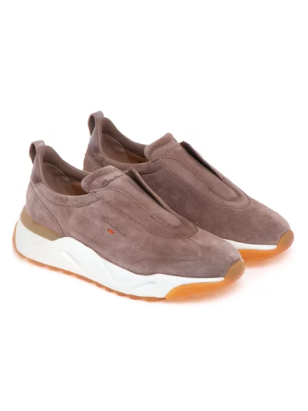 Sneakersy Santoni skórzane wsuwane beżowe
