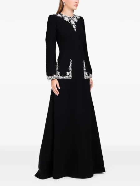 Rochie maxi Dina Melwani lungă de costum negru