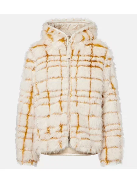Geacă Moncler în carouri bej