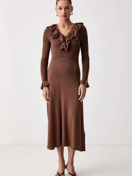 Marella rochie din lyocell MLSLATINO maro