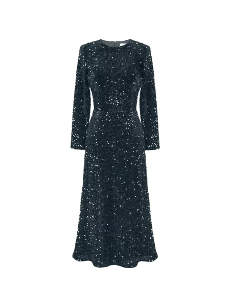 Lung rochie midi Post Meridiem cu paiete verde