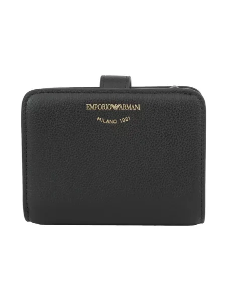 Portfel Emporio Armani skórzany z logo czarny