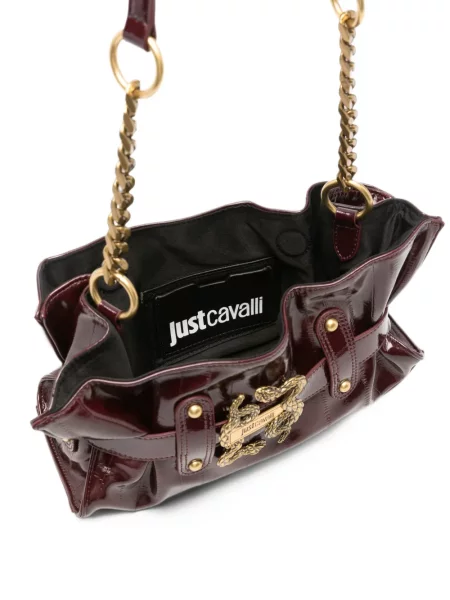 Rucsac Just Cavalli cu model piele de șarpe roșu