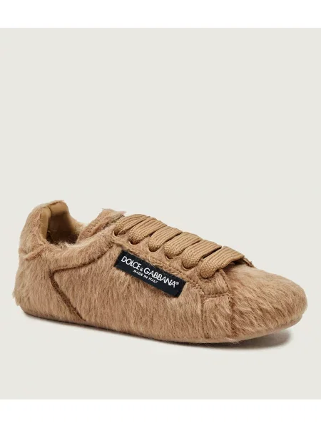 Dolce & Gabbana De lână sneakers Portofino Soft cu adaos de piele | shearling bej