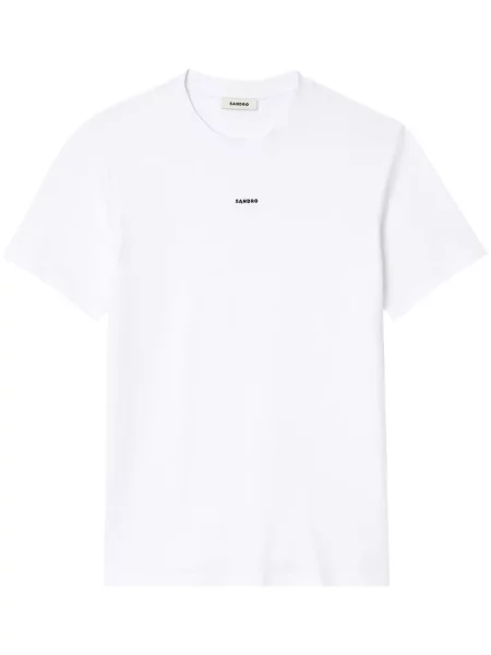 Tricou Sandro cu broderie alb