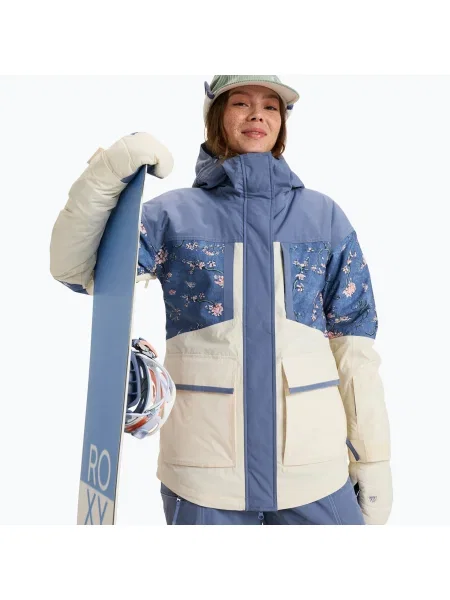 Női snowboard dzseki ROXY Chloe Kim Parka vad szél chloe blossom. Méret: S kék