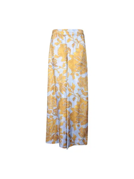 Spodnie La Doublej w kwiatki z nadrukiem niebieskie