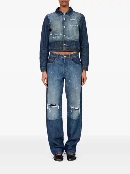 Apkirptas džinsinė striukė Mm6 Maison Margiela mėlyna
