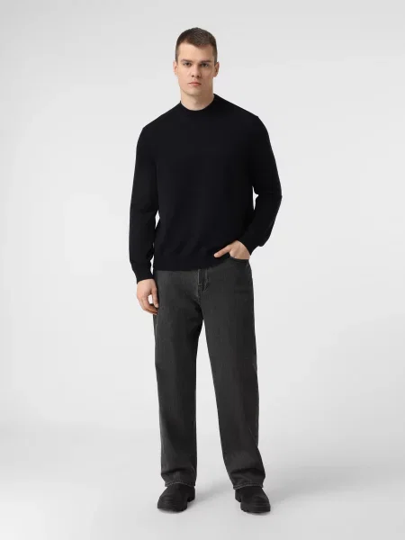 Джемпер Armani Exchange темно-синій бавовна/вовна синій