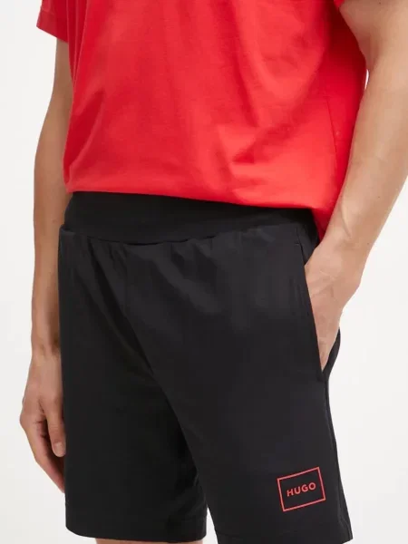 HUGO szorty piżamowe gładka czarny