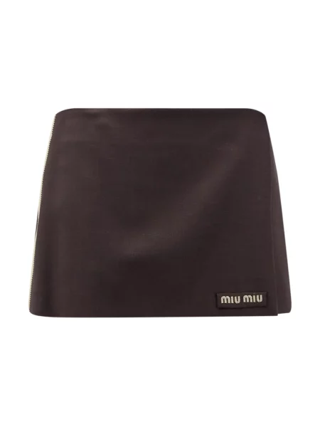 Spódnica mini Miu Miu wełniana brązowa