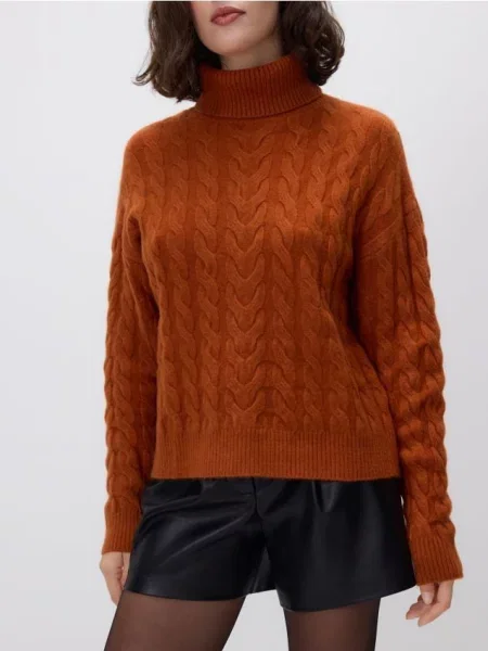 Reserved Водолазка з декоративною в’язкою мідний 