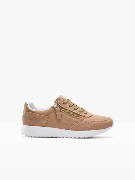 Sneakersy ze skóry welurowej brązowe