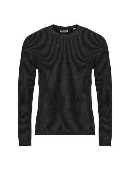 Pulover Jack & Jones tricotate cu decolteu în U negru
