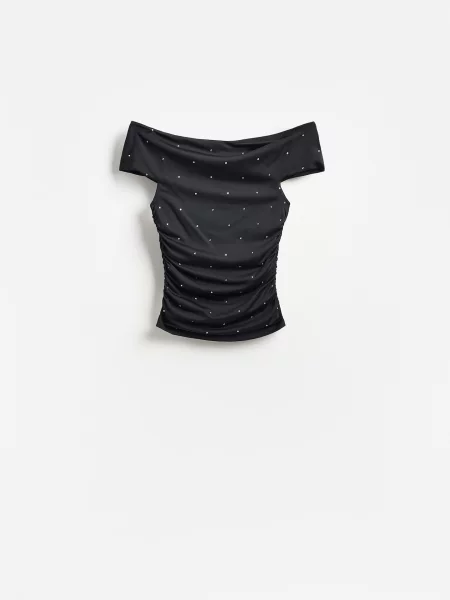Reserved Bluză cu strasuri negru