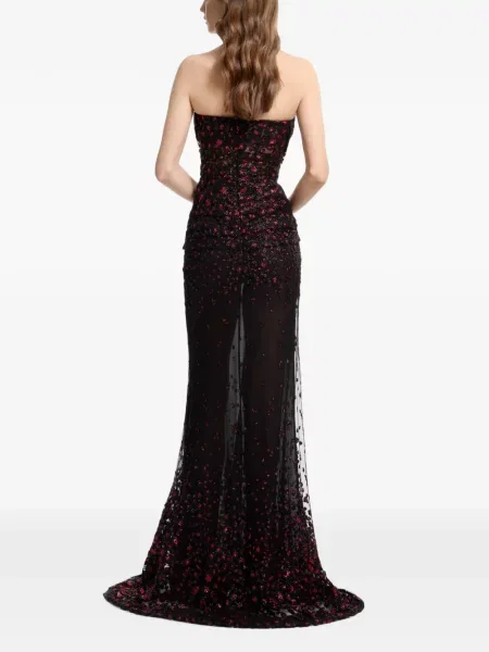 Μάξι φόρεμα Elie Saab με παγιέτες στράπλες μαύρο