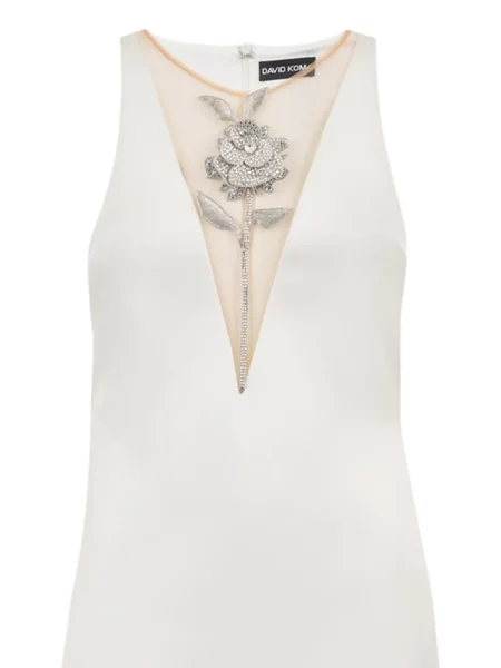 Rochie mini David Koma de cristal alb