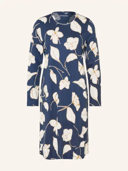 Schiesser Noční Košile Comfort Nightwear tmavě / krémová / olivová modrá