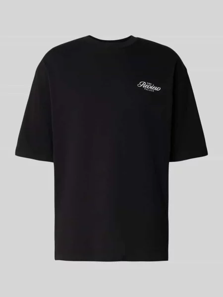 T-shirt o kroju oversized z nadrukiem z logo Review czarna
